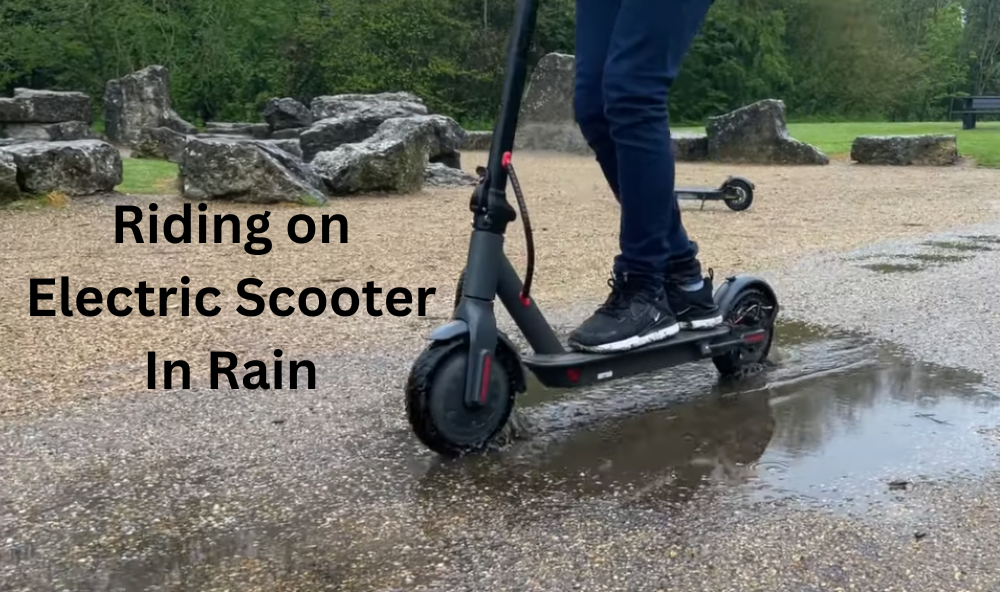 Riding on Electric Scooter In Rain