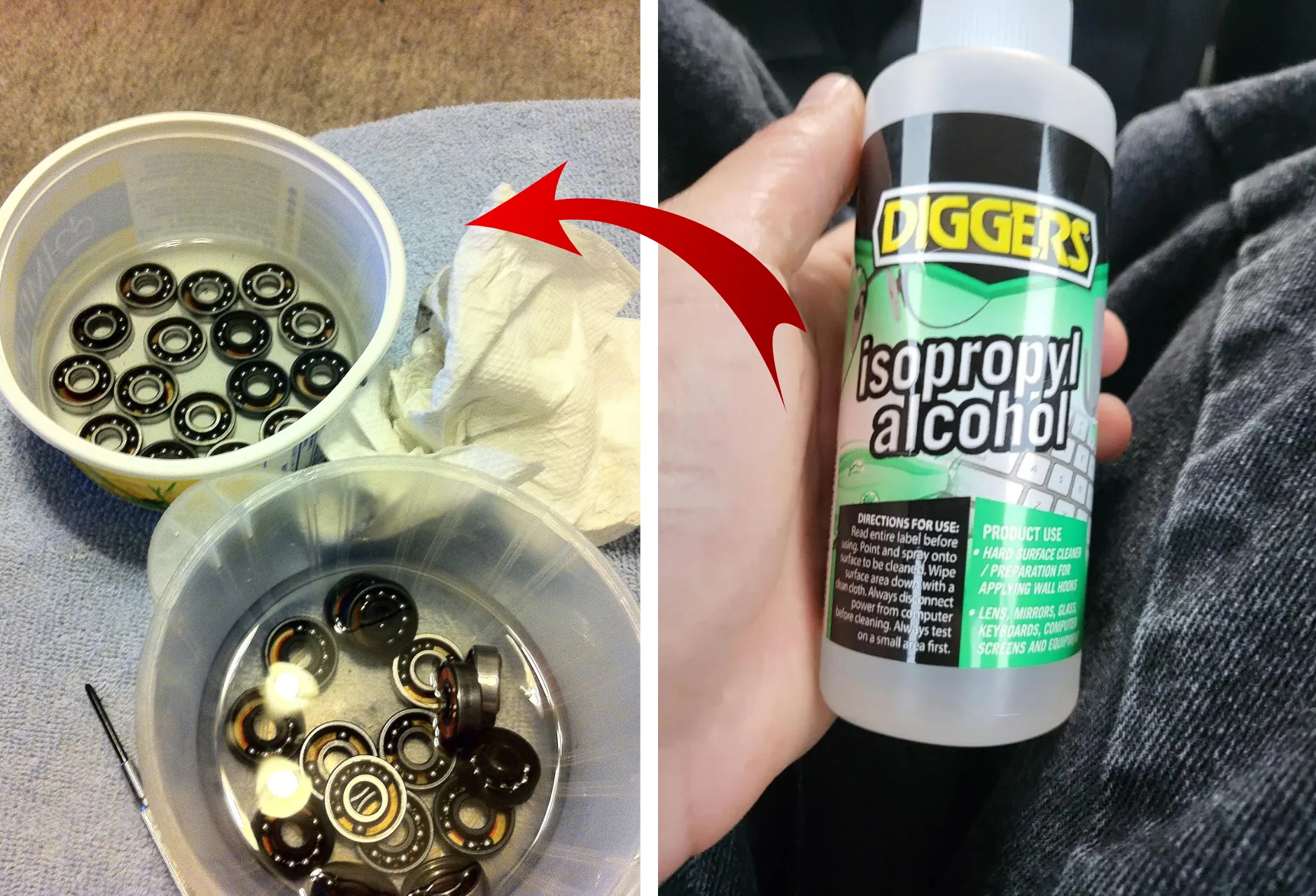 Cleaning Skateboard Bearings with Isopropyl Alcohol