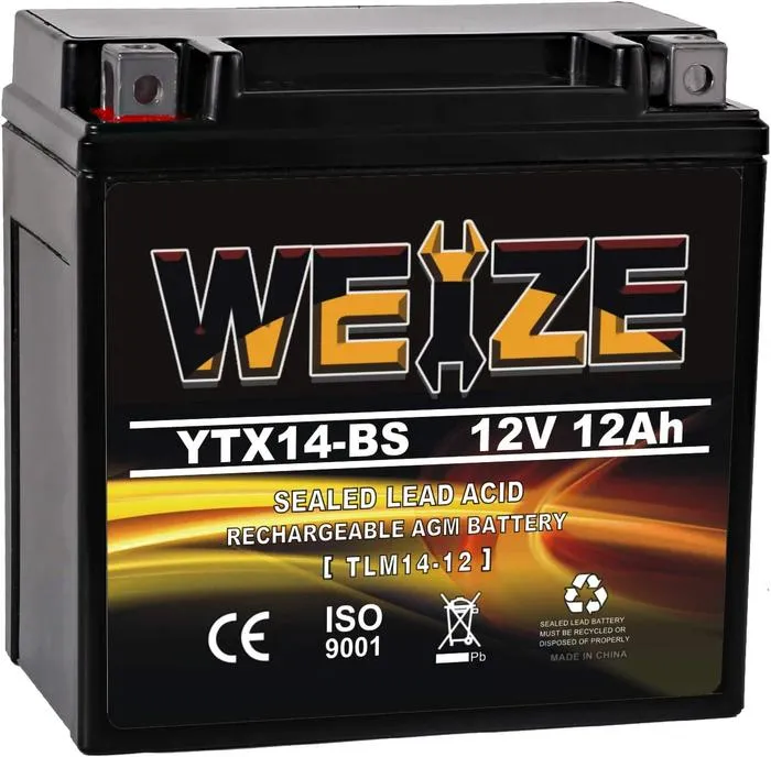 Weize YTX14-BS (144Watt) Best ATV Battery