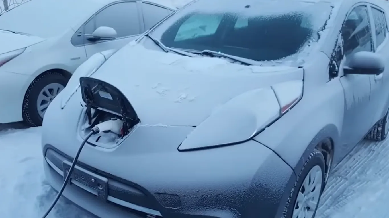 Charging An Electric Car in snow
