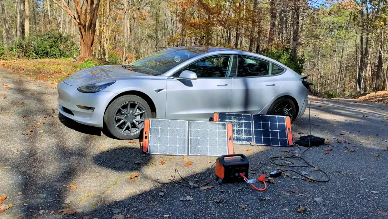 Charing a tesla with solar panels