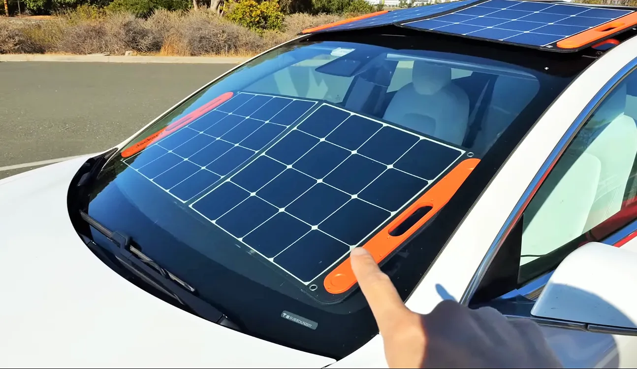 Solar panels on electric vehicle