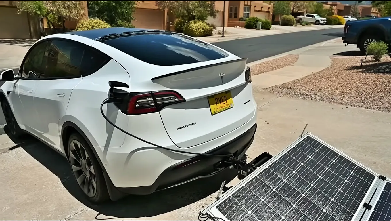 Tesla with solar panels